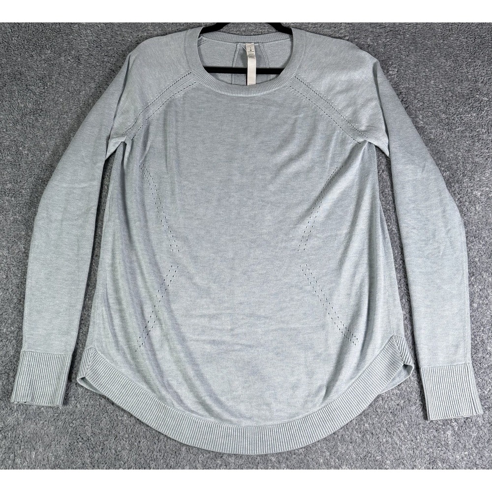 Lululemon Lead with Your Heart Sweater Cashmere Blend Blue Open Back Women's 6